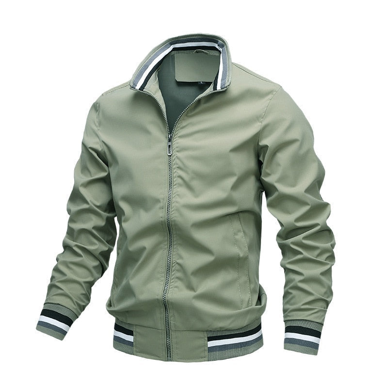 Herren Varsity Bomberjacke - Gestreifter Kragen & Manschetten