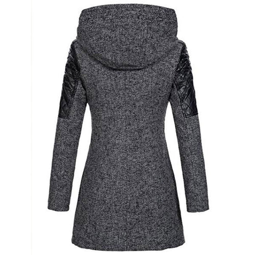 Damen Asymmetrischer Kapuzen-Wintermantel - Gesteppte Ärmel