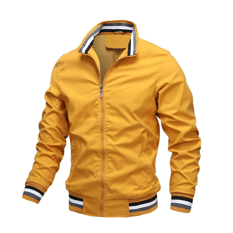 Herren Varsity Bomberjacke - Gestreifter Kragen & Manschetten