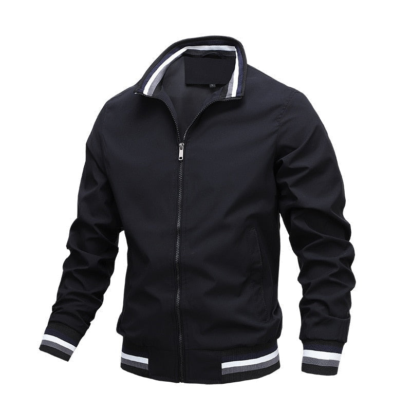 Herren Varsity Bomberjacke - Gestreifter Kragen & Manschetten