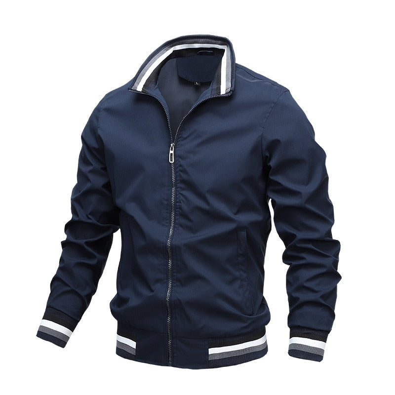 Herren Varsity Bomberjacke - Gestreifter Kragen & Manschetten