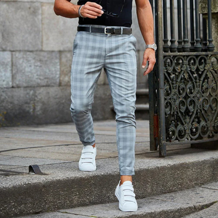 Herren Karierte Arbeitshose - Slim Fit Knöchelhose