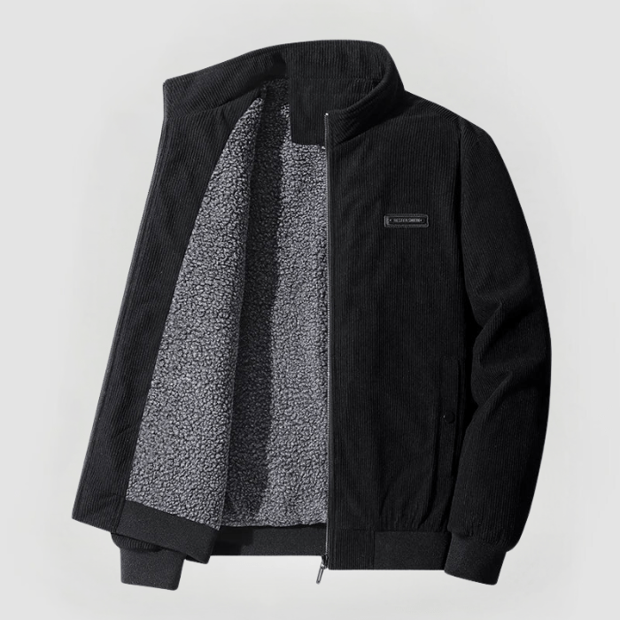Herren Cord-Winterjacke – Warm gefüttert mit Stehkragen