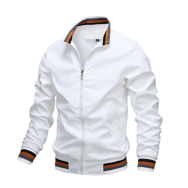 Herren Varsity Bomberjacke - Gestreifter Kragen & Manschetten