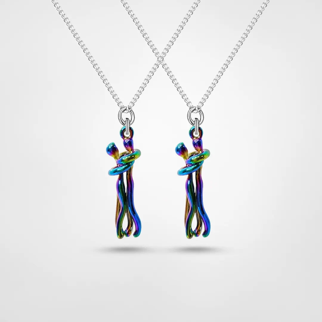 Unisex Passendes Halsketten Set - Pärchen Umarmung Anhänger