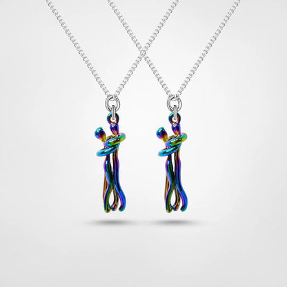 Unisex Passendes Halsketten Set - Pärchen Umarmung Anhänger