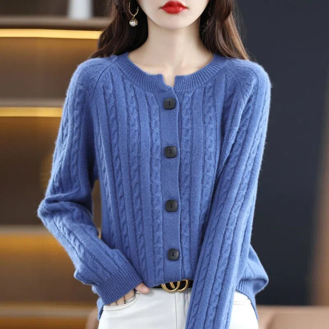 Damen Zopfmuster-Strickjacke – Gemütliche Oberbekleidung
