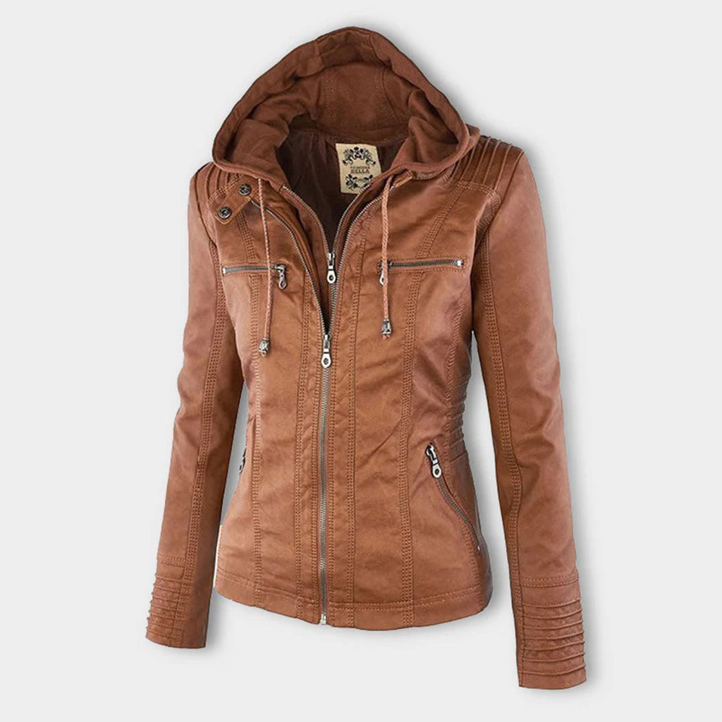 Damen Jacke mit mehreren Reißverschlüssen - Kapuze & Texturierte Oberbekleidung
