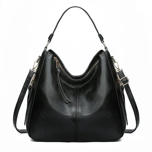 Damen Halbmond-Schultertasche - Hobo-Stil, Reißverschluss & Tragegriff