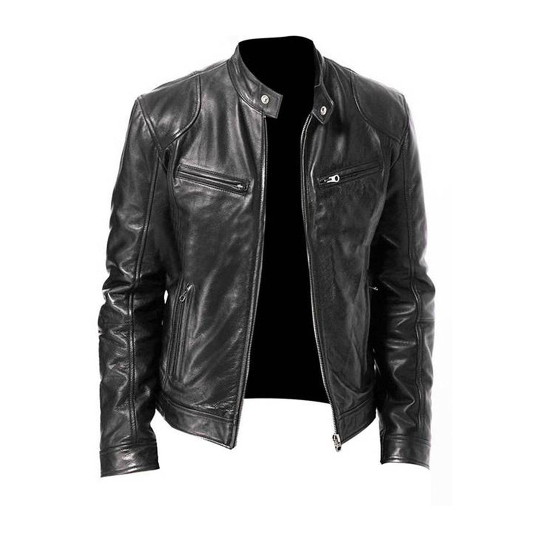 Herren Jacke im Moto-Stil - Hoher Kragen & Reißverschlusstaschen