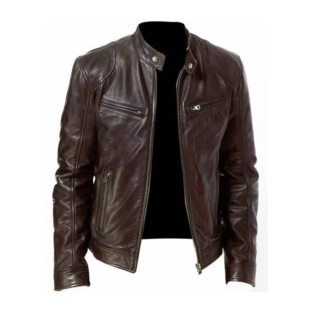 Herren Jacke im Moto-Stil - Hoher Kragen & Reißverschlusstaschen