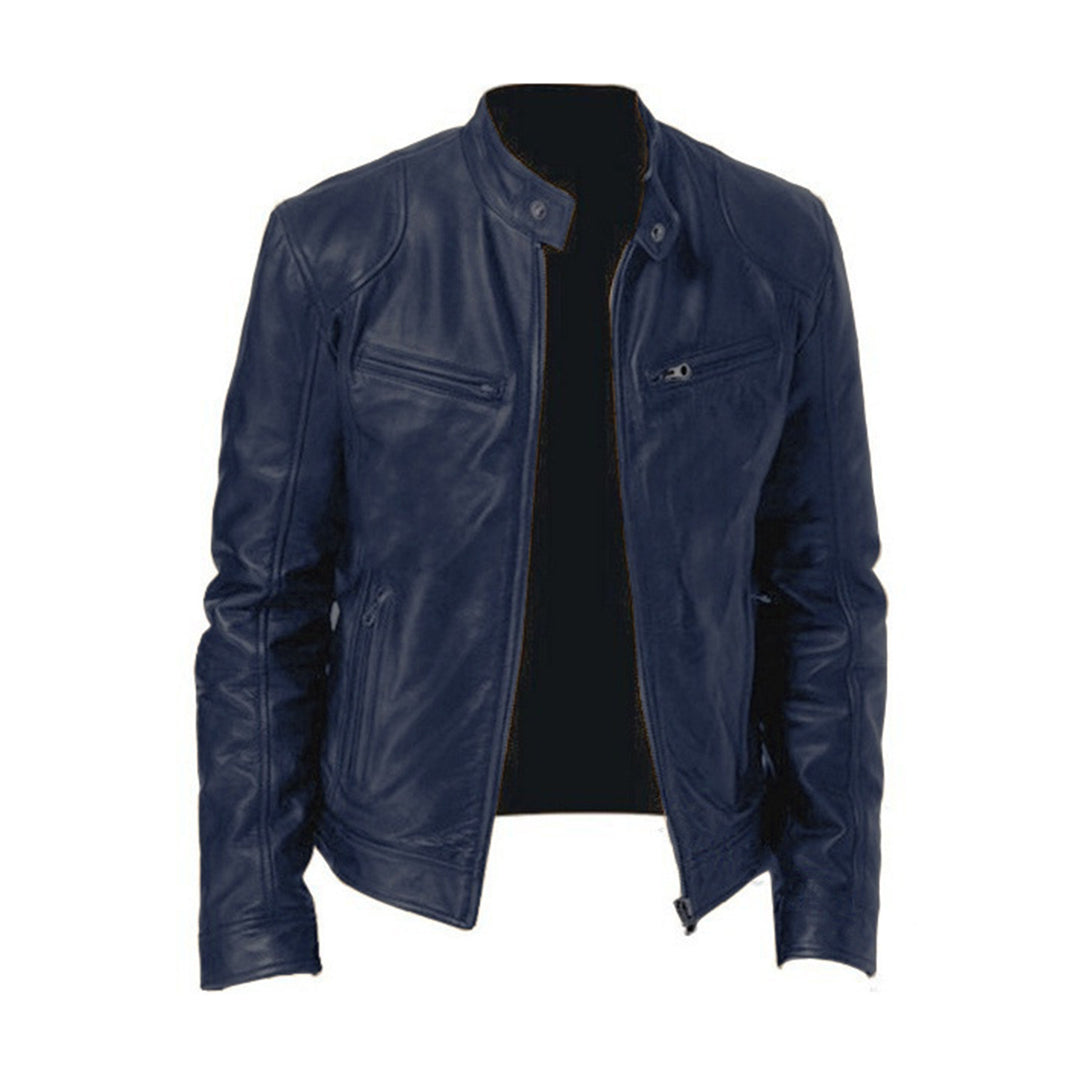 Herren Jacke im Moto-Stil - Hoher Kragen & Reißverschlusstaschen