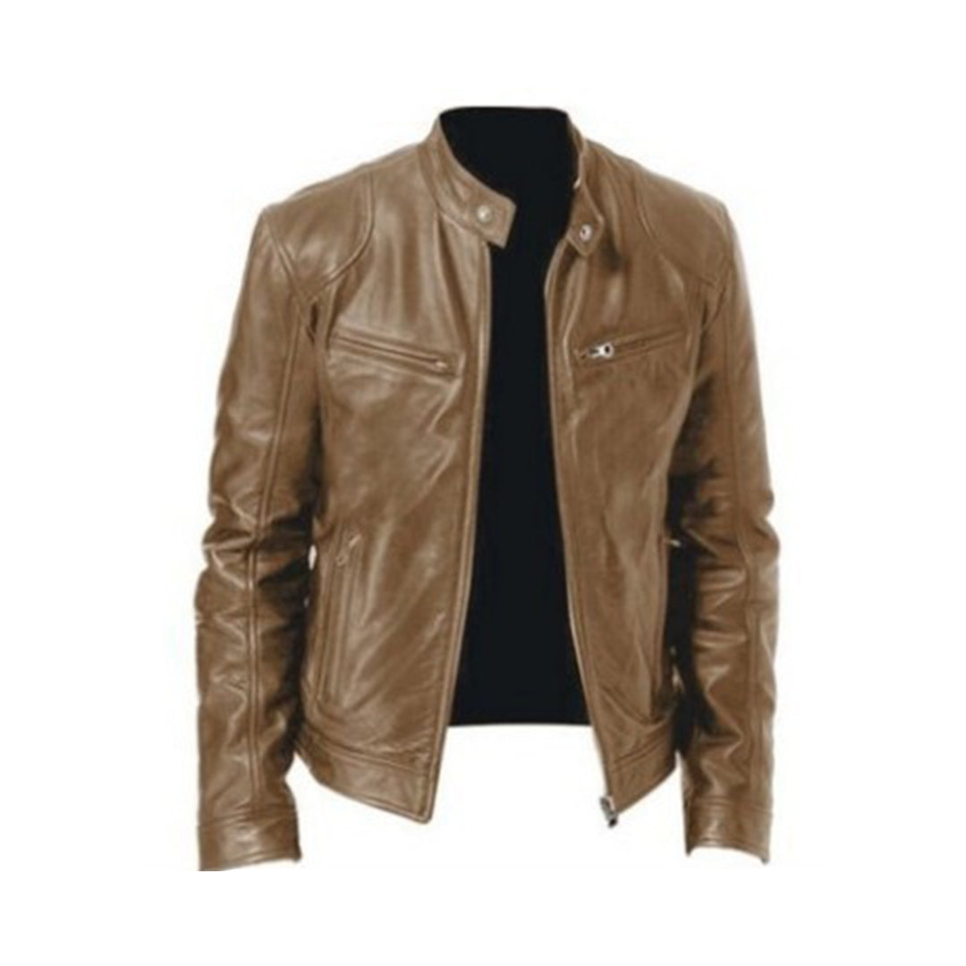 Herren Jacke im Moto-Stil - Hoher Kragen & Reißverschlusstaschen