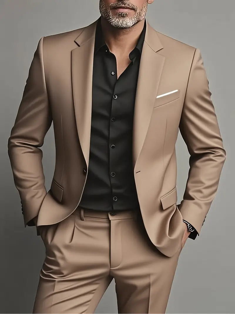 Herren Zweiteiliger Slim Fit Anzug – Tailliertes Sakko & Anzughose
