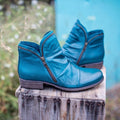 Damen Stiefeletten mit gerafftem Stil - Falten & seitlicher Reißverschluss