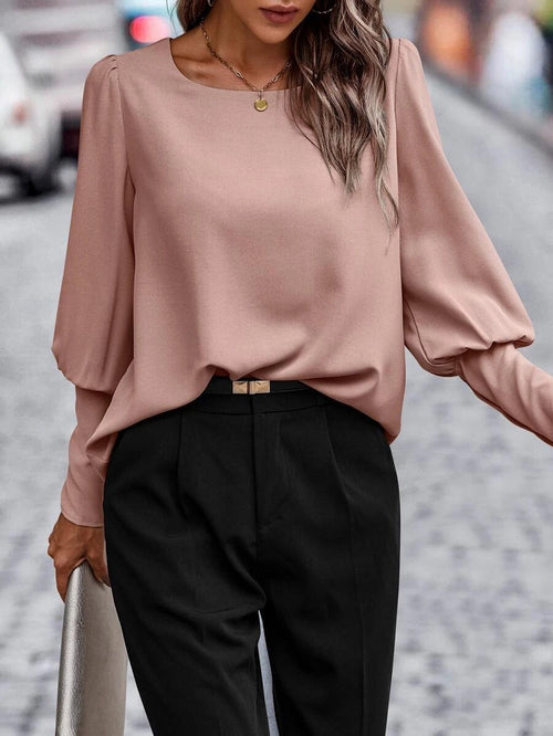 Damen Bluse mit Puffärmeln - Rundhals & lockere Passform