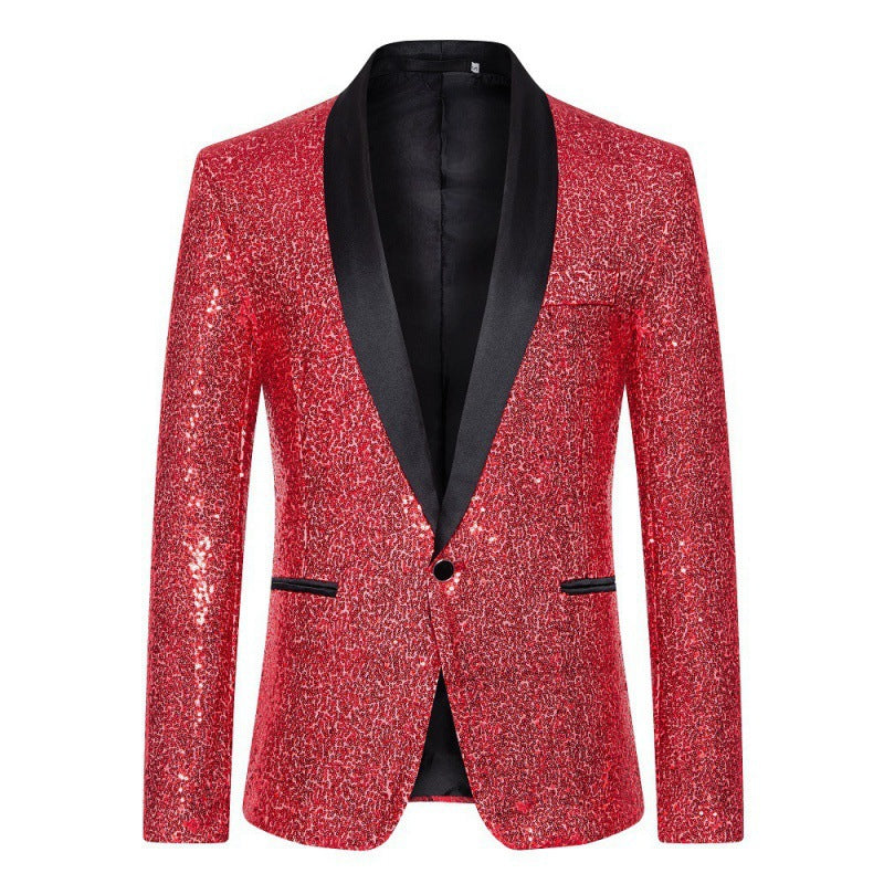 Herren Pailletten Blazer Jacke - Schmale Passform mit Einzelknopf