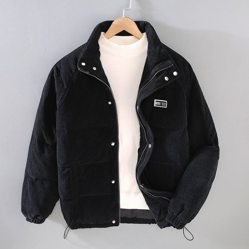 Herren Cord-Puffer-Winterjacke - Gesteppt mit Stehkragen