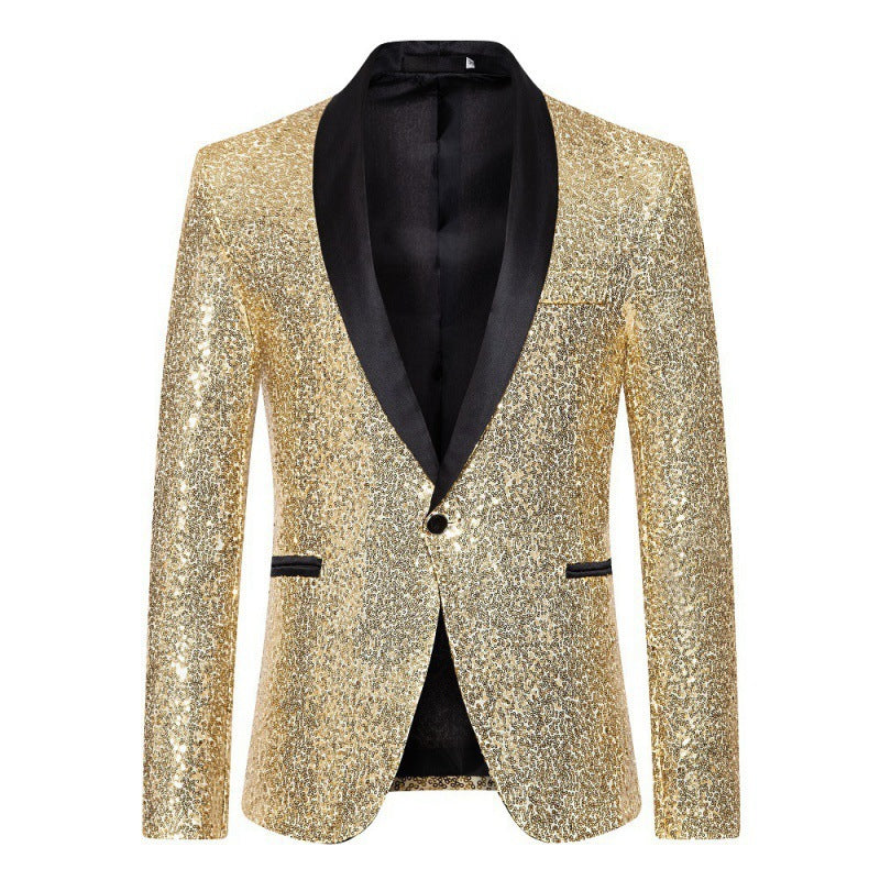 Herren Pailletten Blazer Jacke - Schmale Passform mit Einzelknopf