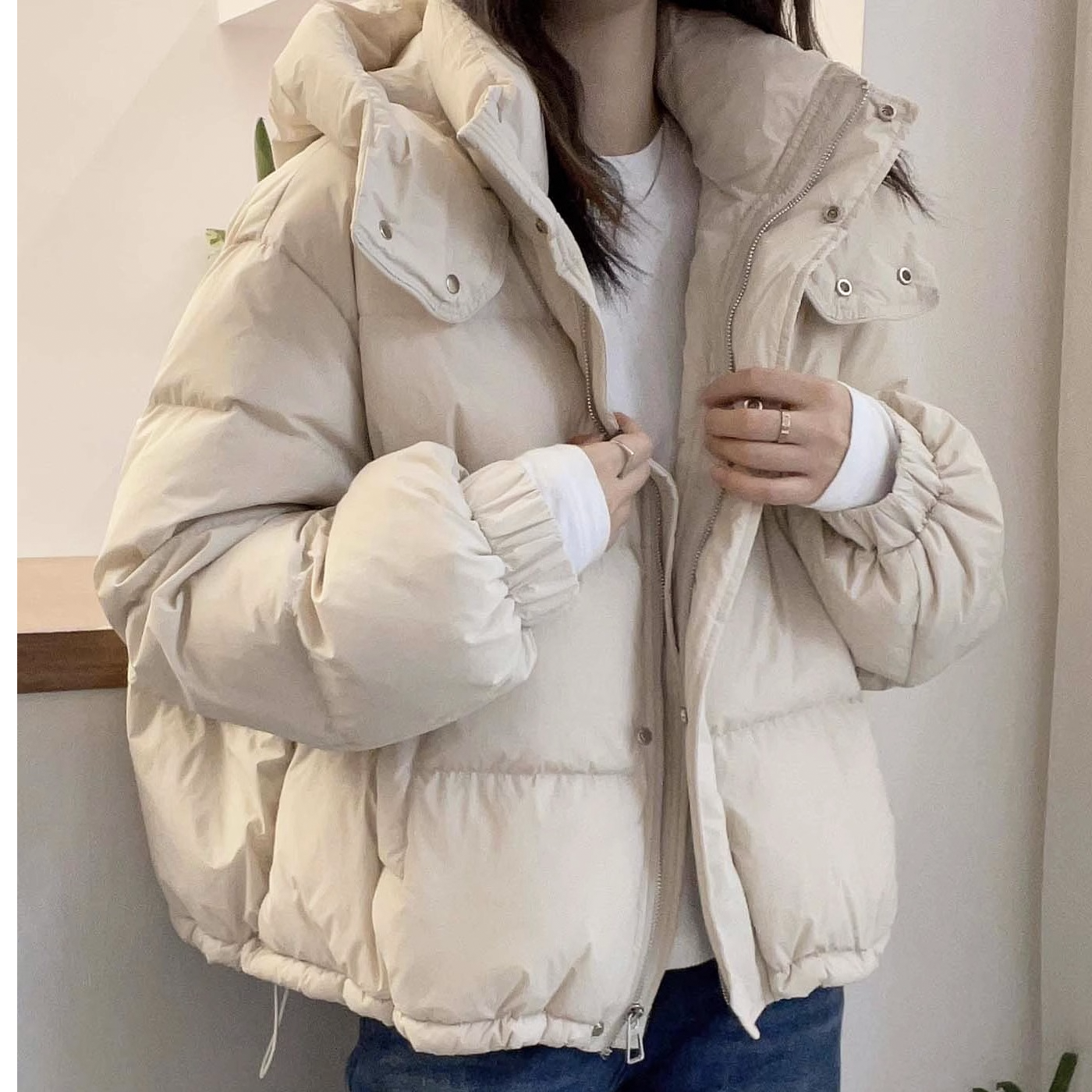 Damen Oversized Puffer Jacke - Wasserdicht mit Kapuze