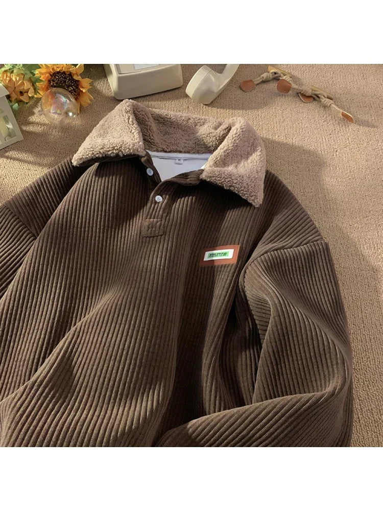 Herren Corduroy Pullover - Winter-Polo