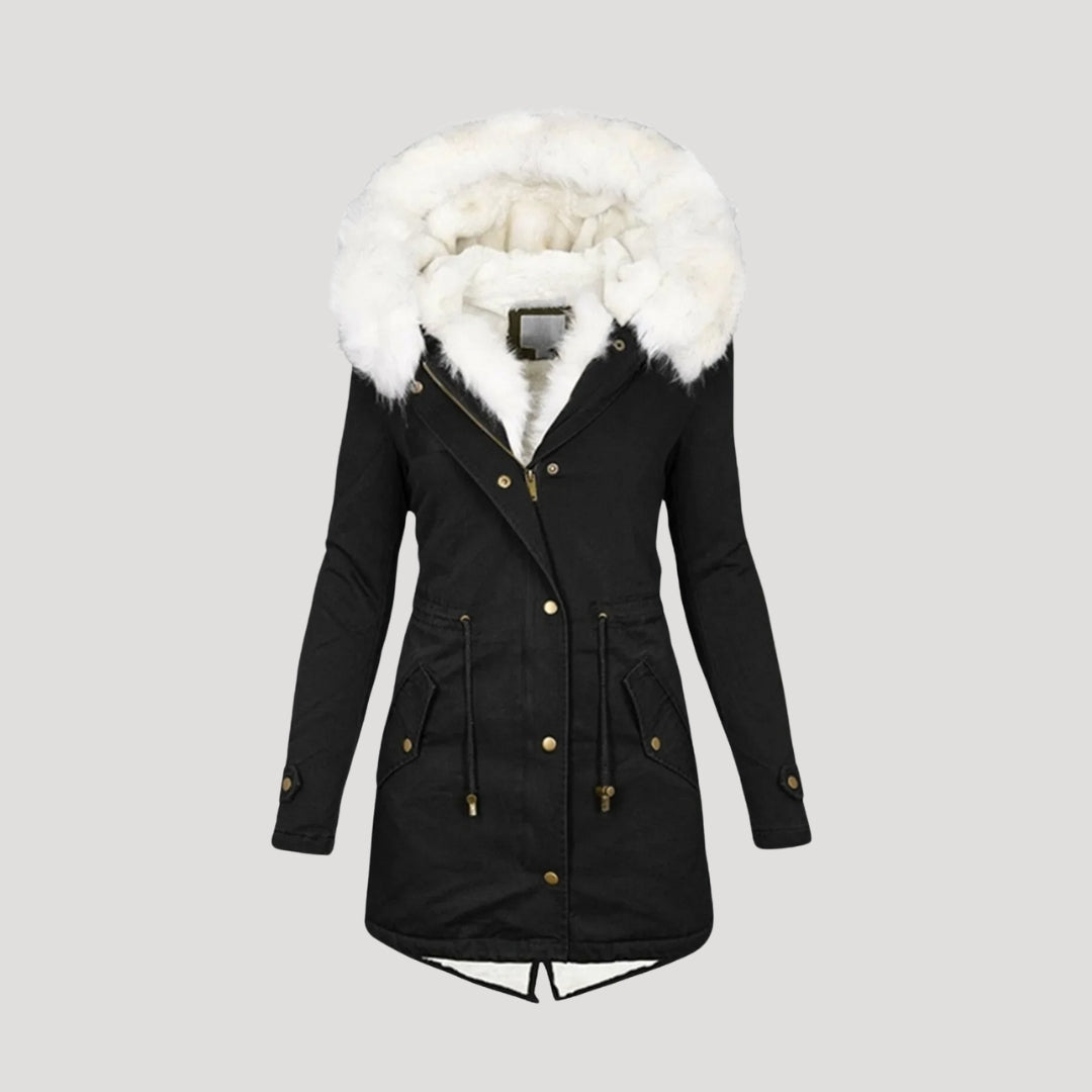 Damen-Winterparka – mit Kapuze und Gürtel