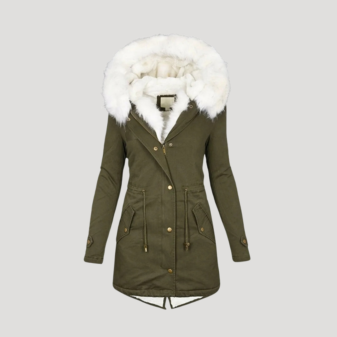 Damen-Winterparka – mit Kapuze und Gürtel