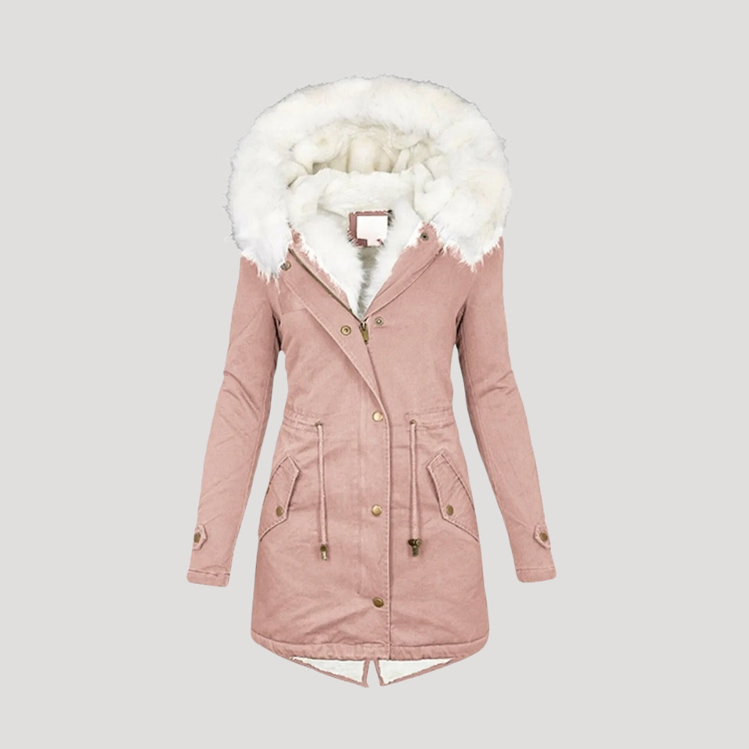 Damen-Winterparka – mit Kapuze und Gürtel