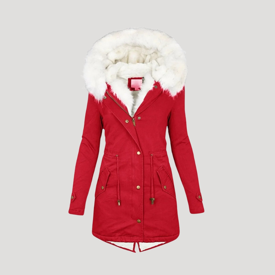 Damen-Winterparka – mit Kapuze und Gürtel