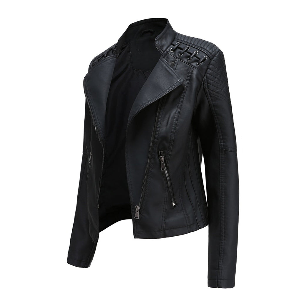 Damen Jacke im Moto-Stil - Geschnürte Schulterdetails