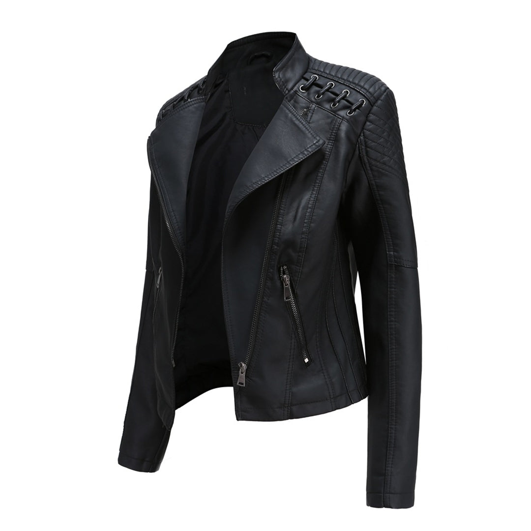 Damen Jacke im Moto-Stil - Geschnürte Schulterdetails