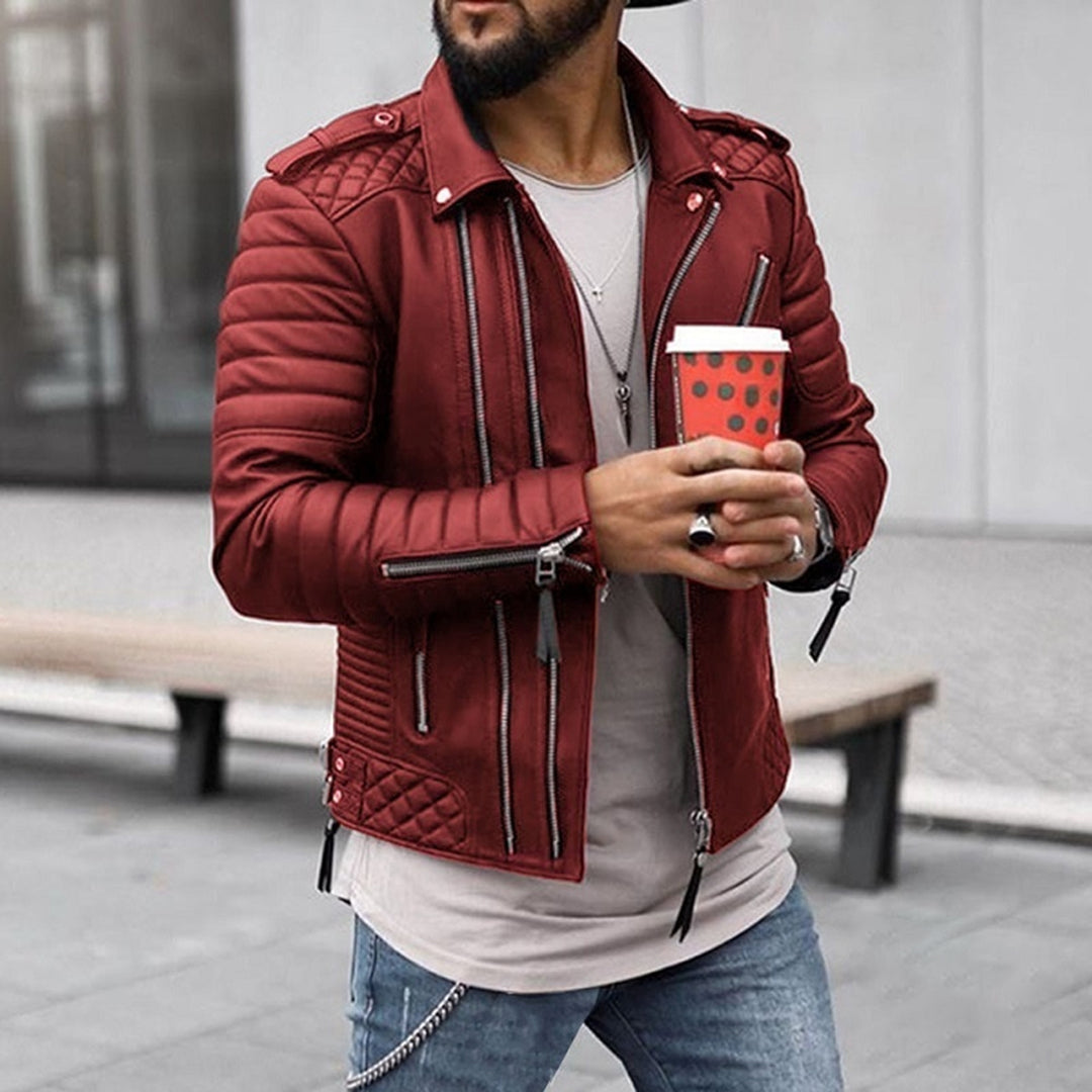 Herren Gesteppte Moto Jacke - Reißverschluss Oberbekleidung