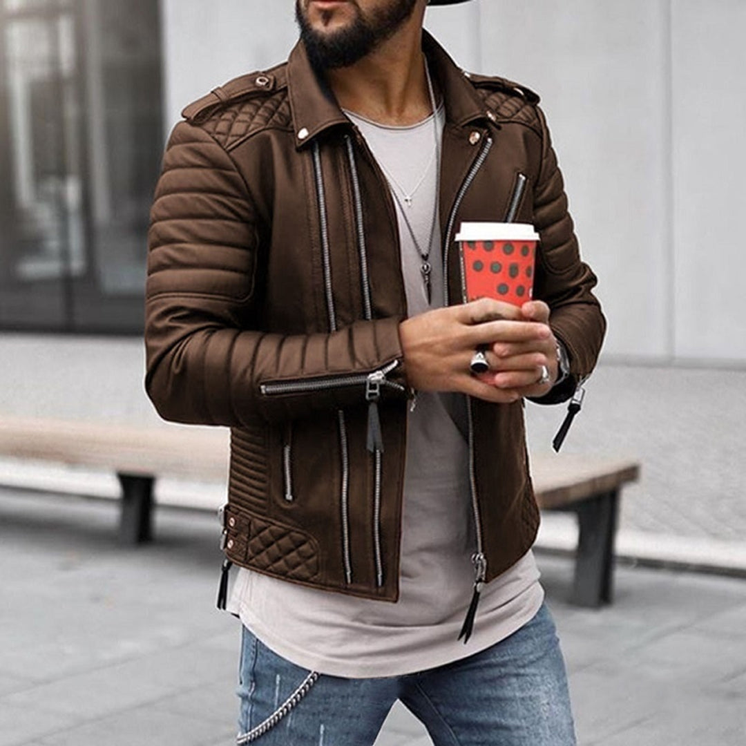 Herren Gesteppte Moto Jacke - Reißverschluss Oberbekleidung
