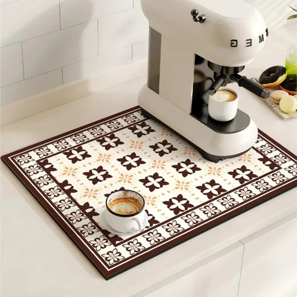 Kaffee-Unterlage Retro Fliesen-Design – Saugstark Anti-Rutsch
