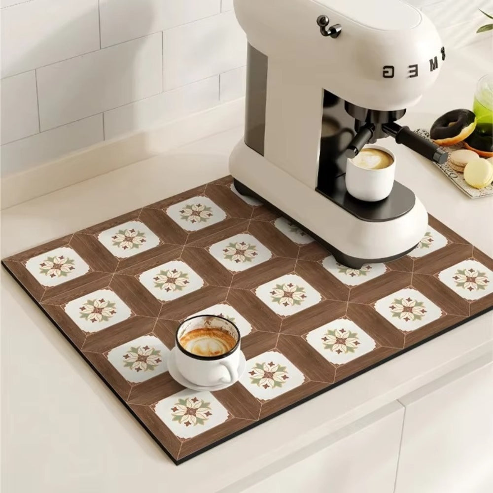 Kaffee-Unterlage Retro Fliesen-Design – Saugstark Anti-Rutsch