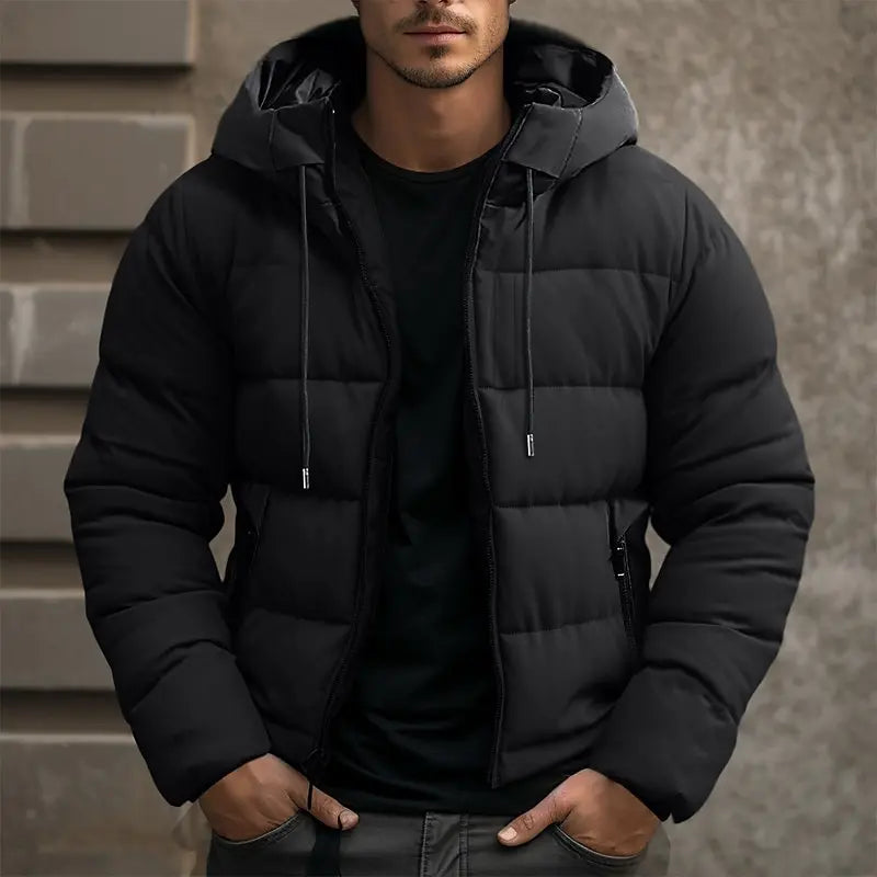 Herren Isolierte Pufferjacke - Kapuzen-Wintermantel