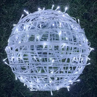 Hängende LED-Lichtkugeln - Geflochtener Stil Garten-Dekokugeln