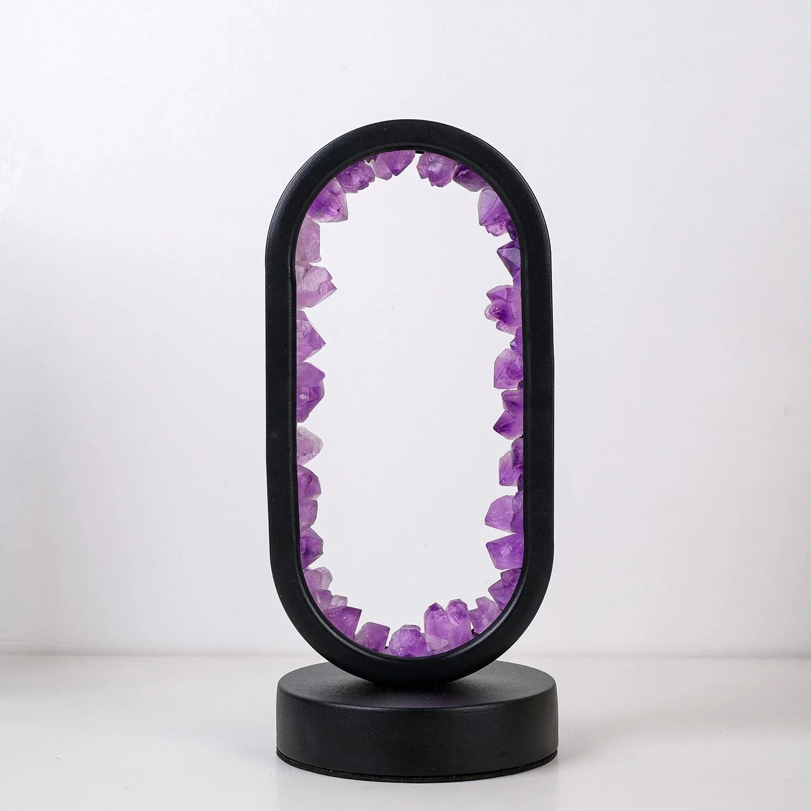 Oval LED Tischlampe mit Natürlichen Kristallen - Beruhigendes Ambiente Nachtlicht