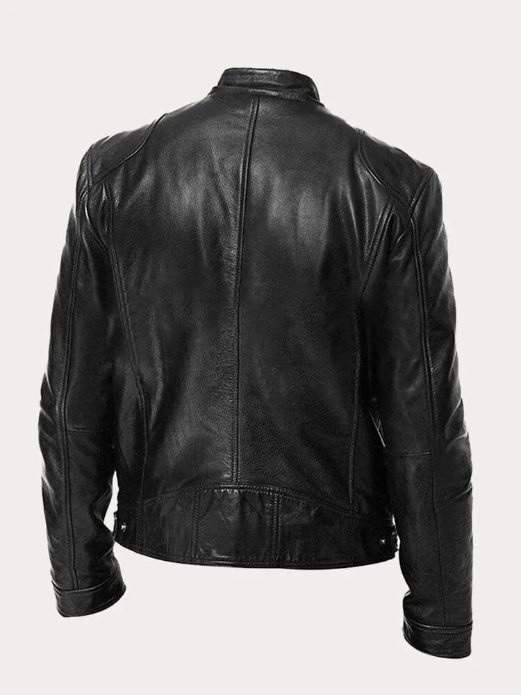 Herren Texturierte Biker Jacke - Stehkragen mit Reißverschlusstaschen