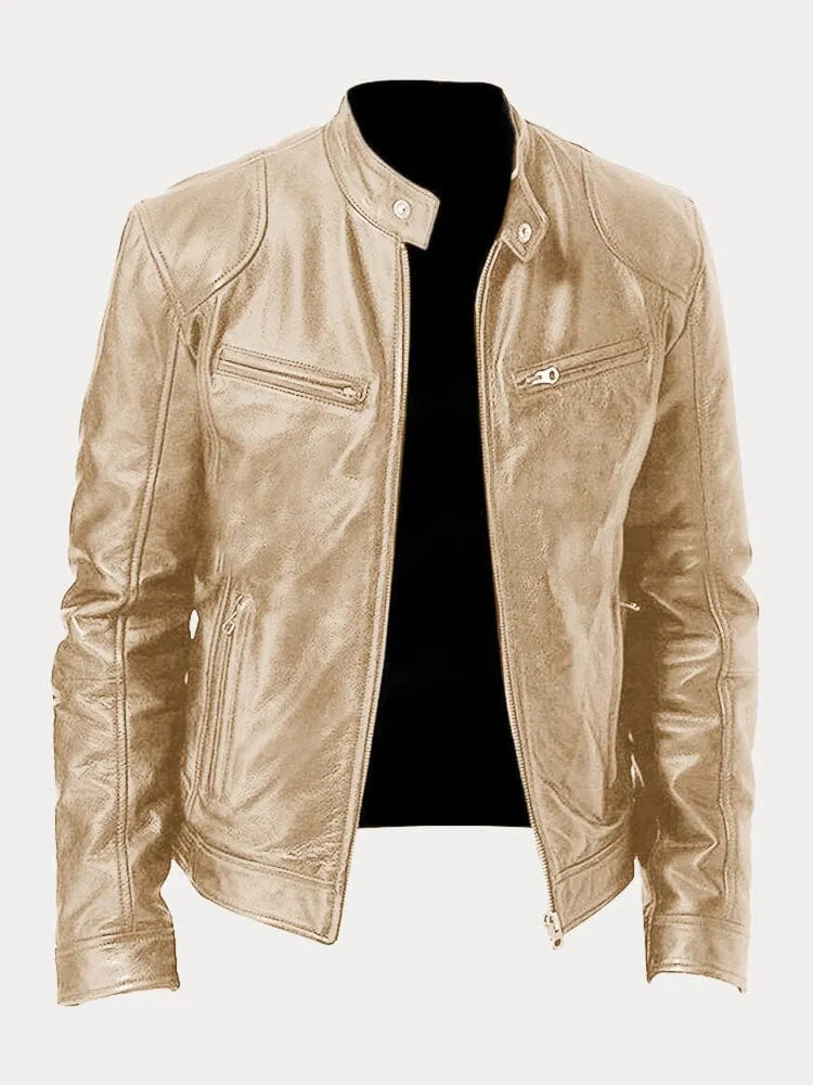 Herren Texturierte Biker Jacke - Stehkragen mit Reißverschlusstaschen