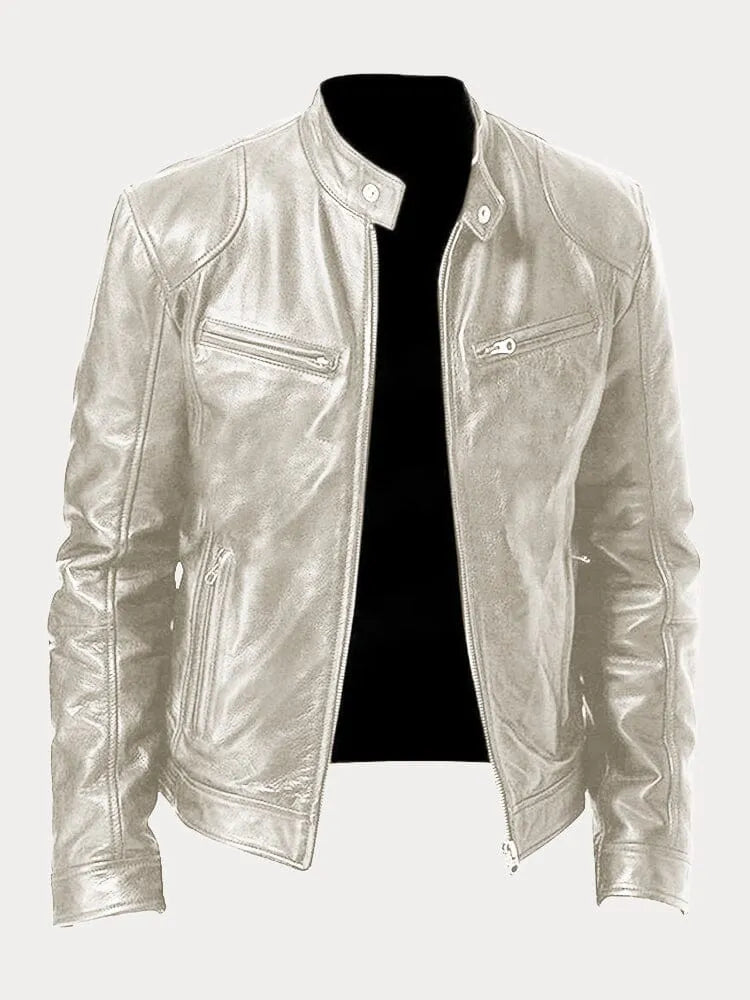Herren Texturierte Biker Jacke - Stehkragen mit Reißverschlusstaschen