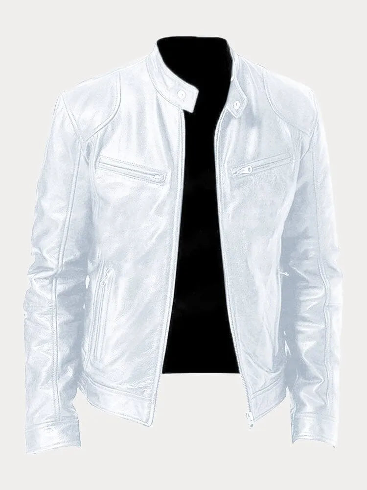 Herren Texturierte Biker Jacke - Stehkragen mit Reißverschlusstaschen