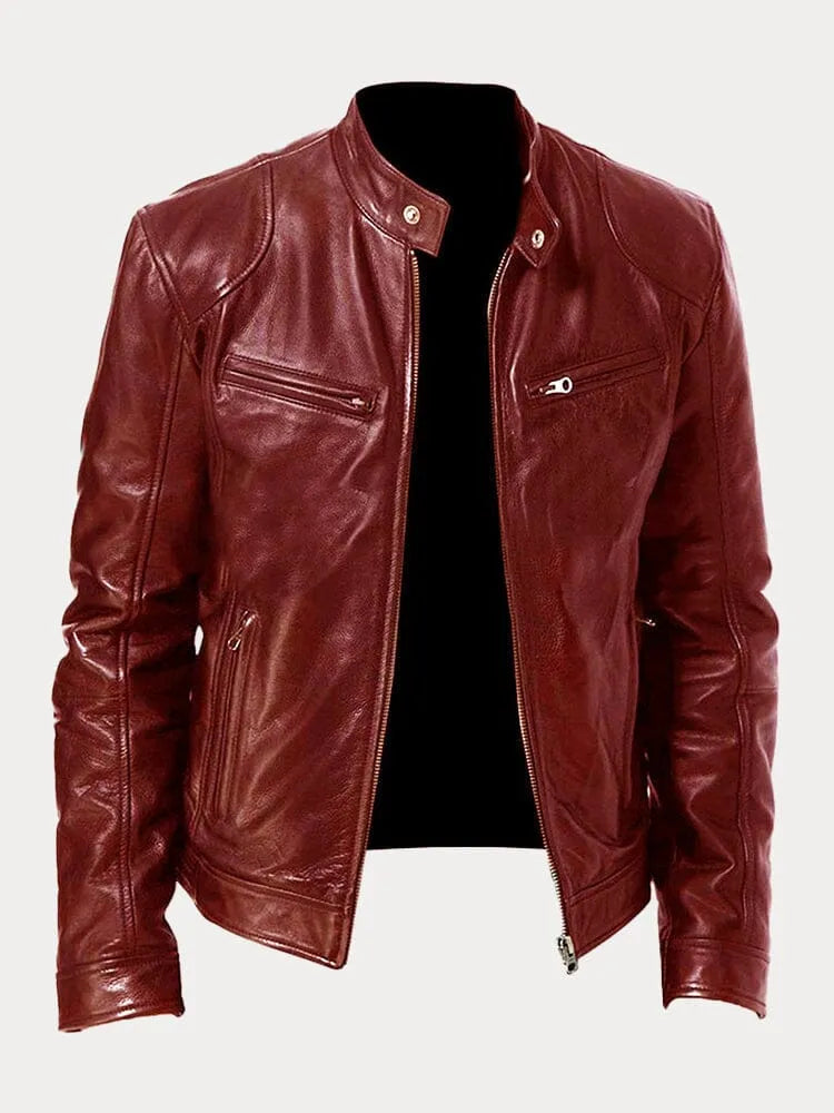 Herren Texturierte Biker Jacke - Stehkragen mit Reißverschlusstaschen