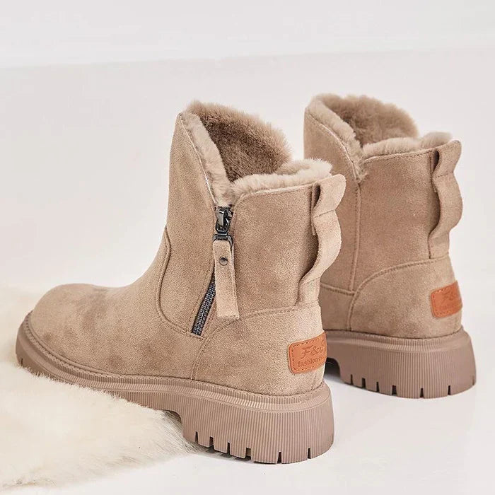 Damen Winter Stiefeletten - Seitlicher Reißverschluss mit Dicker Sohle