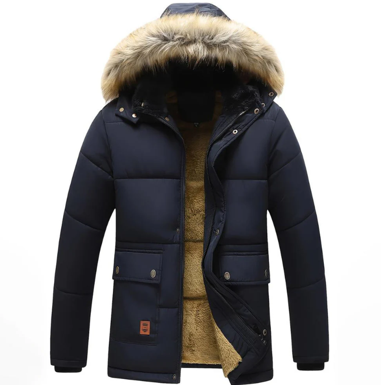 Herren Isolierte Winter-Parka-Jacke - Gepolstertes Futter & Mehrfachtaschen