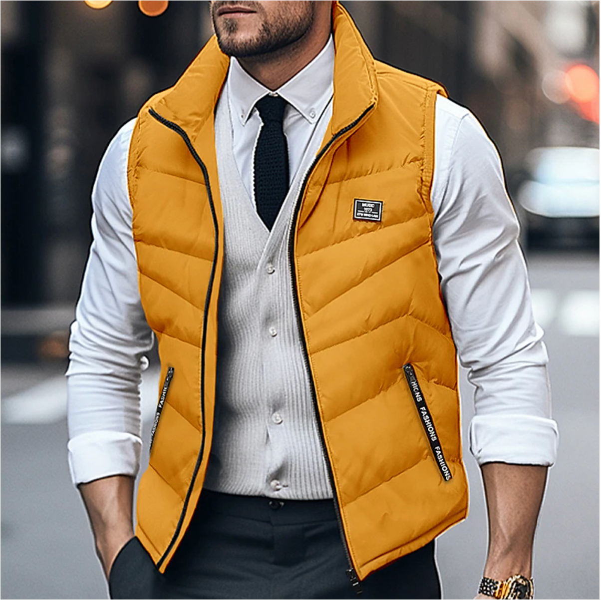 Herren Puffer Bodywarmer Gilet - Reißverschluss und Stehkragen