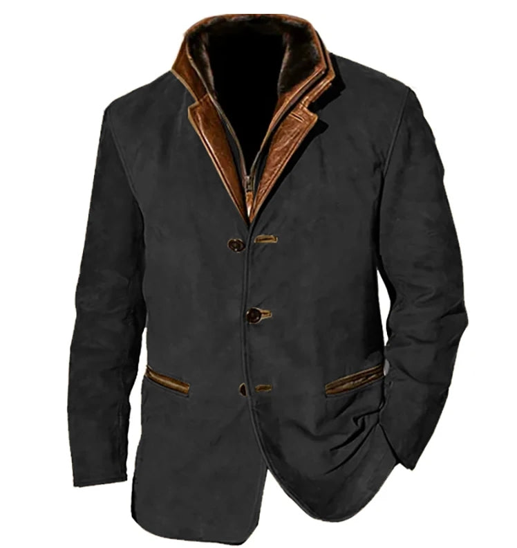 Herren Sakko im Lagenlook – Mit Stehkragen und Revers