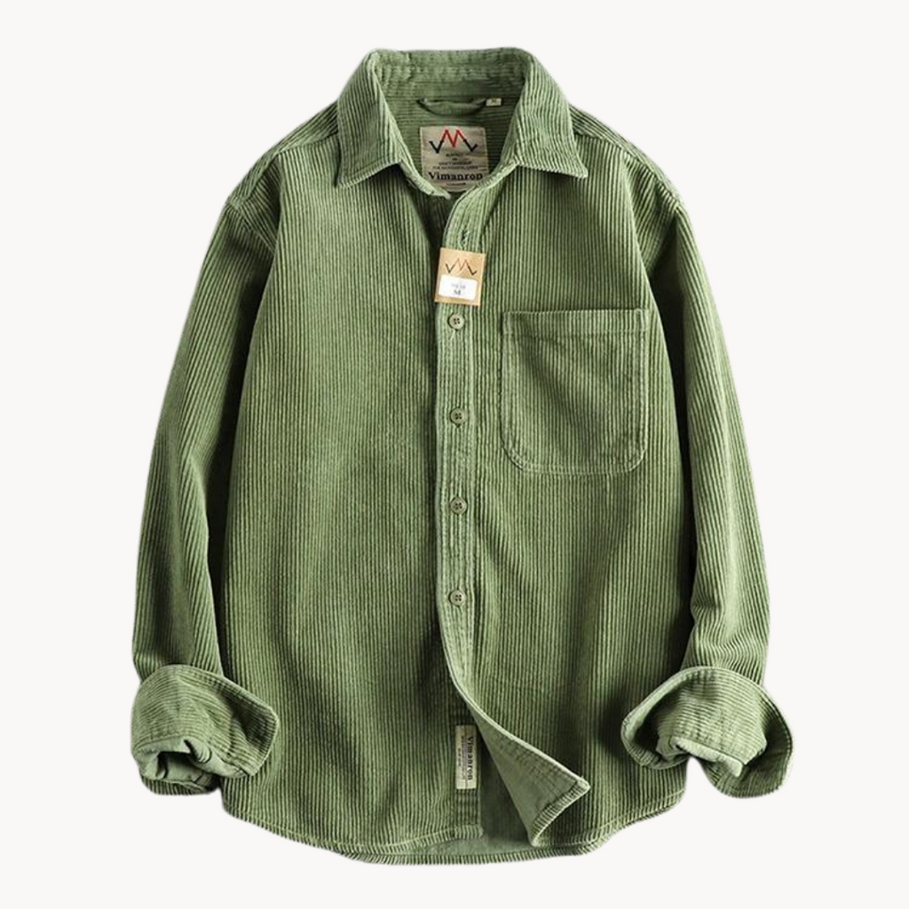 Herren Cord-Hemdjacke – Durchgehende Knopfleiste & Übergroße Shacket