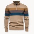 Herren Viertel-Reißverschluss Pullover – Gestreiftes Color Block mit Stehkragen