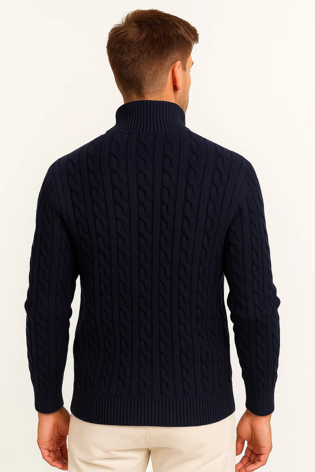 Herren Strickpullover - Stehkragen mit Viertelreißverschluss